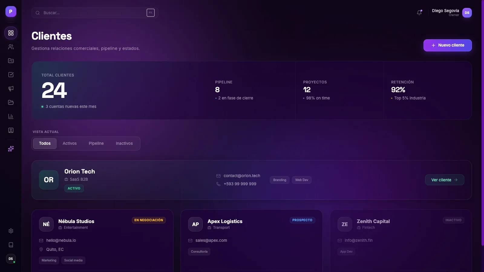 Purple Sky — Clientes